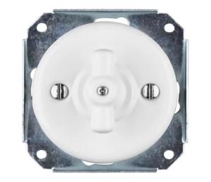 Bohemia-Design - Porcelánový retro otočný vypínač bez rámčeka č. 1 biela 12357549