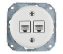 Bohemia-Design -Porcelánová retro ethernetová zásuvka bez rámčeka 2x CAT.5E biela 12359363