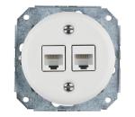 Bohemia-Design -Porcelánová retro ethernetová zásuvka bez rámčeka 2x CAT.5E biela 12359363