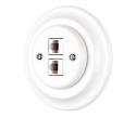 Bohemia-Design - Porcelánová retro ethernetová zásuvka s rámčekom 2x CAT.5E biela 12359386