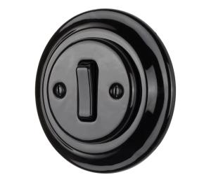 Bohemia-Design - Porcelánový retro jednopólový vypínač s rámikom č. 1 čierna 12359367