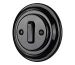 Bohemia-Design - Retro porcelánový jednoduchý vypínač s rámčekom č. 6, čierny 12359368