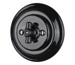 Bohemia-Design - Porcelánový retro otočný vypínač s rámikom č. 1 čierna 12359372