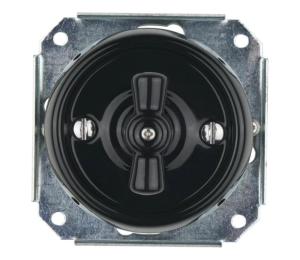 Bohemia-Design - Porcelánový retro otočný vypínač bez rámčeka č. 7 čierny 12359380