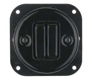 Bohemia-Design - Porcelánový retro dvojitý vypínač bez rámčeka č. 6+6 čierny 12359382