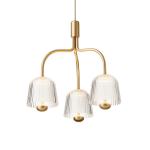 Nuura LED závesné svietidlo Asteea 3, Ø 40 cm, mosadzová farba/číra