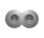 lap - Dvojitá retro zásuvka s rámčekom, 230 V, sivá 2xKA0053+2xKA0051