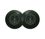 lap - Dvojitá retro zásuvka do domu s rámčekom SCHUKO 230V zelená 2xKA0062+2xKA0112