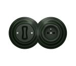 lap - Retro jednopolový vypínač č. 1 a zásuvka 230V s rámčekom zelená 2xKA0062+KA0055+KA0060