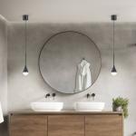 LED závesné svietidlo Helestra DUC, čierne, IP44, Ø 7 cm