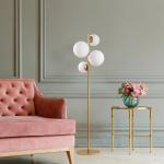 Stojacia lampa Fazli, zlatá, sklo/kov, výška 162 cm, E14