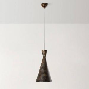 Závesné svietidlo Tom, čierno-hnedé, kov, Ø 19 cm, E27