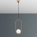 Závesné svietidlo Mudoni, zlatá/biela, sklo, kov, E27