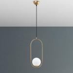 Závesné svietidlo Mudoni, zlatá/biela, sklo, kov, E27