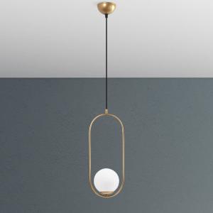 Závesné svietidlo Mudoni, zlatá/biela, sklo, kov, E27