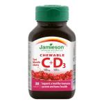JAMIESON Vitamín C+D3 tablety na cmúľanie s čerešňovou príchuťou 30 tabliet