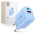 Tech-Protect adaptér 1x USB-A + 1x USB-C PD30W QC3.0 - Modrý