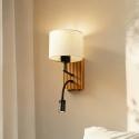 Lucande Nástenné svetlo Lieske, 39 cm, béžové, textil, lampa na citanie