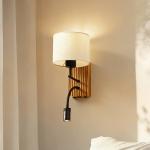 Lucande Nástenné svetlo Lieske, 39 cm, béžové, textil, lampa na citanie