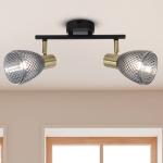 Stropné svietidlo Lindita, 2-pl., sklo, dymovo šedé, E14