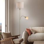 Stojacia lampa Filomena, béžová/mosadz, textil, ramená na čítanie, E27, E14