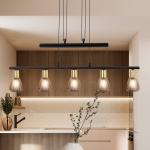 Závesné svietidlo Lindita, 5-pl., sklo, dymovo sivá, E14, nastaviteľná