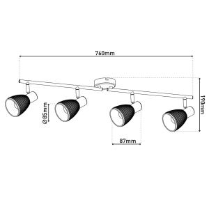 Stropné svietidlo Lindita, 4-pl., sklo, dymovo šedé, E14