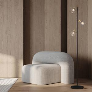 Stojacia lampa Lindita, 3-pl., sklo, železo, dymovo sivá, E14