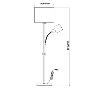 Stojacia lampa Filomena, hnedá/strieborná, textil, čitateľské rameno, E27, E14