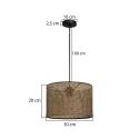 Závesné svietidlo Nara, hnedé vzorované, látka, Ø 30 cm