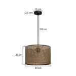 Závesné svietidlo Nara, hnedé vzorované, látka, Ø 30 cm
