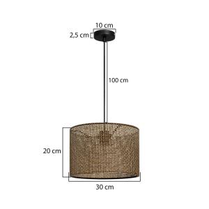 Závesné svietidlo Nara, hnedé vzorované, látka, Ø 30 cm