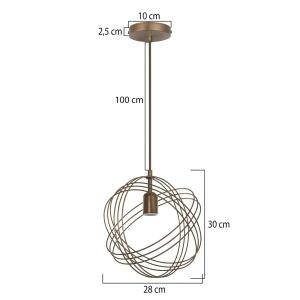 Závesné svietidlo Mekik, starozlaté, kov, Ø 28 cm