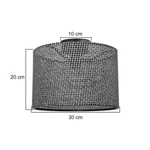 Stropné svietidlo Goza, čierne vzorované, látka, Ø 30 cm