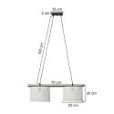 Závesné svietidlo Zigana, biele vzorované, 2-pl., látka, drevo