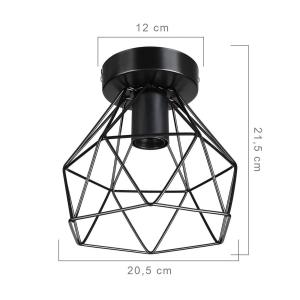 Stropné svietidlo Patara, čierne, Ø 20 cm, mriežkový tienidlo, kov