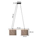 Závesné svietidlo Zigana, hnedé vzorované, 2-pl., látka, drevo