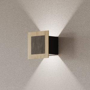 LED nástenné svetlo Chile S, dub/granit, výška 15 cm, stmievateľné