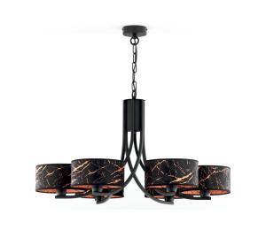 Jupiter 2108- Luster na reťazi ARTHUR 6xE27/15W/230V čierna/oranžová/mramorový dekor 2108