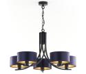 Jupiter 2101 - Luster na reťazi ARTHUR 5xE27/15W/230V modrá/čierna 2101