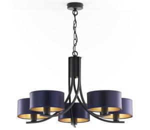 Jupiter 2101 - Luster na reťazi ARTHUR 5xE27/15W/230V modrá/čierna 2101