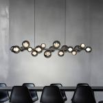 LED závesné svietidlo PURE E-Popup, platinová, sklo, CCT, 18-flg.