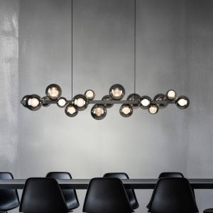 LED závesné svietidlo PURE E-Popup, platinová, sklo, CCT, 18-flg.