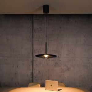 LED závesné svietidlo PURE E-Vitrum, platina, sklo/hliník, CCT