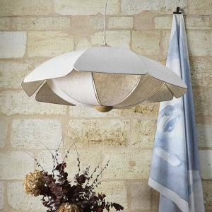 MARKET SET závesné svietidlo Coquillage, 110 cm krémová, ľanová