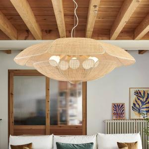 MARKET SET závesné svietidlo Coquillage, 110 cm, prírodná farba ratanu