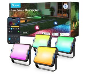 Govee - Súprava 4× stmievateľných LED reflektorov RGBICWW, 24 W, 230 V, IP66, s podporou Matter a Wi‑Fi H8057C11