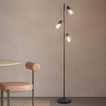 Stojacia lampa Cadiz, čierne / jantárové, 3-pl., výška 154 cm