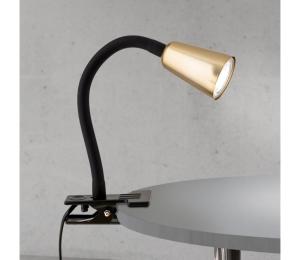 Orion - Flexibilná stolová lampa s klipom DOTTY 1xGU10/10W/230V mosadz/čierna LA 4-1232/1 schwarz/MS