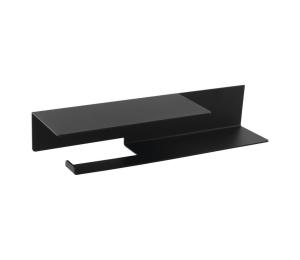 Sapho - Držiak toaletného papiera s poličkou 9,5x35 cm matná čierna 33214